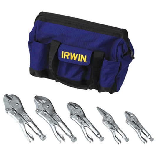 Irwin 2077704 Vise-Grip Jaw Locking Piller Cutter Pliers Set in Bag - 5 Piece