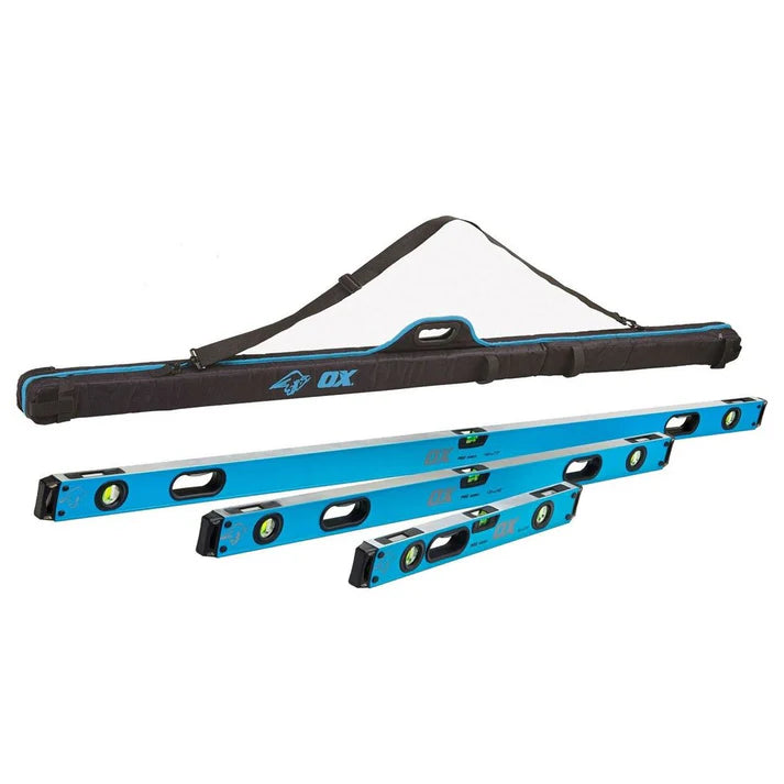Ox Tools OX-T500404 Trade 4 Piece Level Set - Includes 600mm, 1200mm, 1800mm & Torpedo Levels Black Friday Bundle