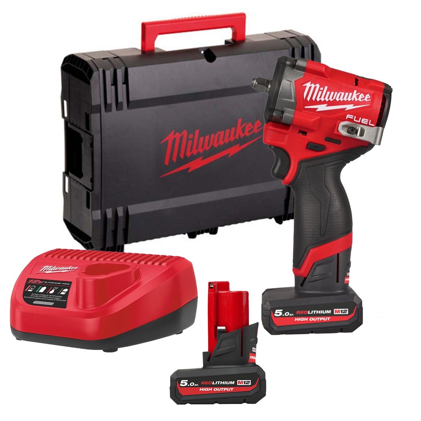 Milwaukee M12FCIWF38G3-502X 3/8" Drive Compact Impact Wrench Kit With Batteries & Charger