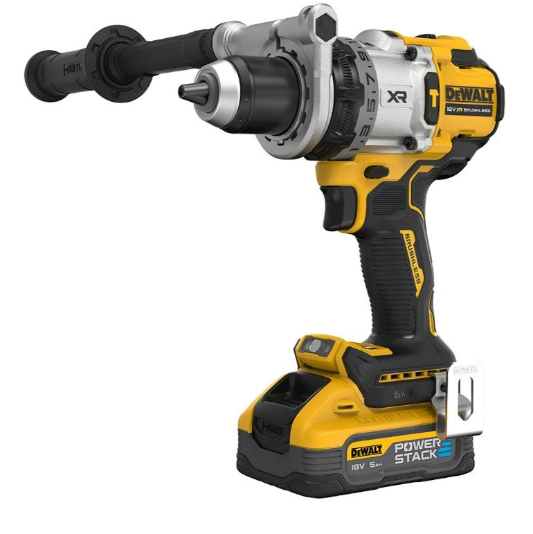 Dewalt DCD1007H2T-GB 18v XR Brushless Combi Drill With 2x 5.0Ah Powerstack Batteries, Charger & Case
