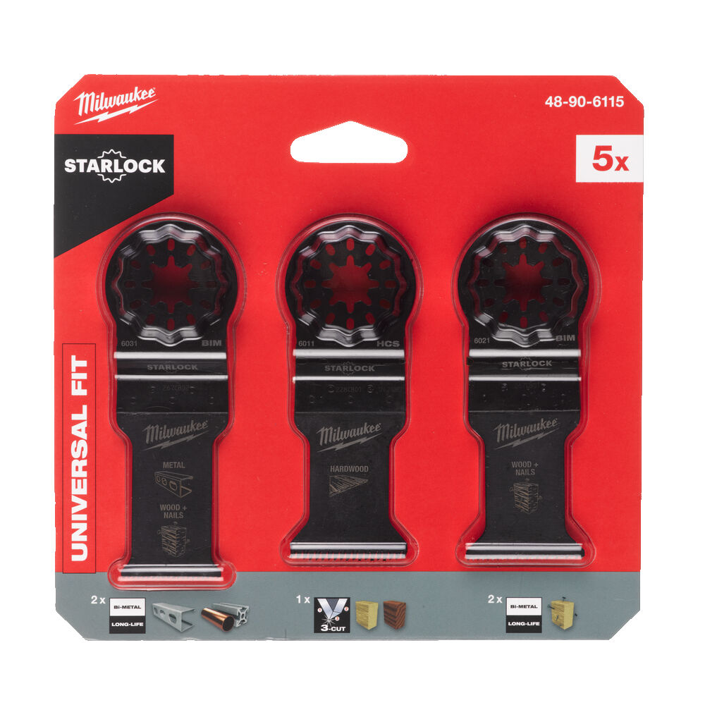 Milwaukee 48906115  Multi Tool Wood & Metal Blade Accessory Set - 5 Piece
