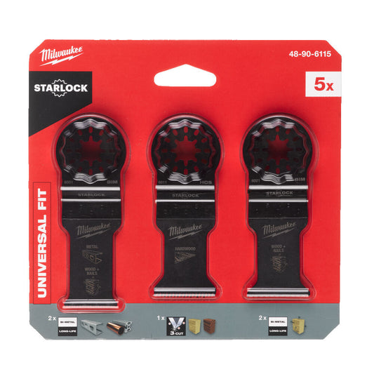 Milwaukee 48906115  Multi Tool Wood & Metal Blade Accessory Set - 5 Piece