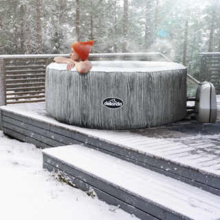 Dellonda 4-6 Person Inflatable Hot Tub Spa With Smart Pump - Wood Effect