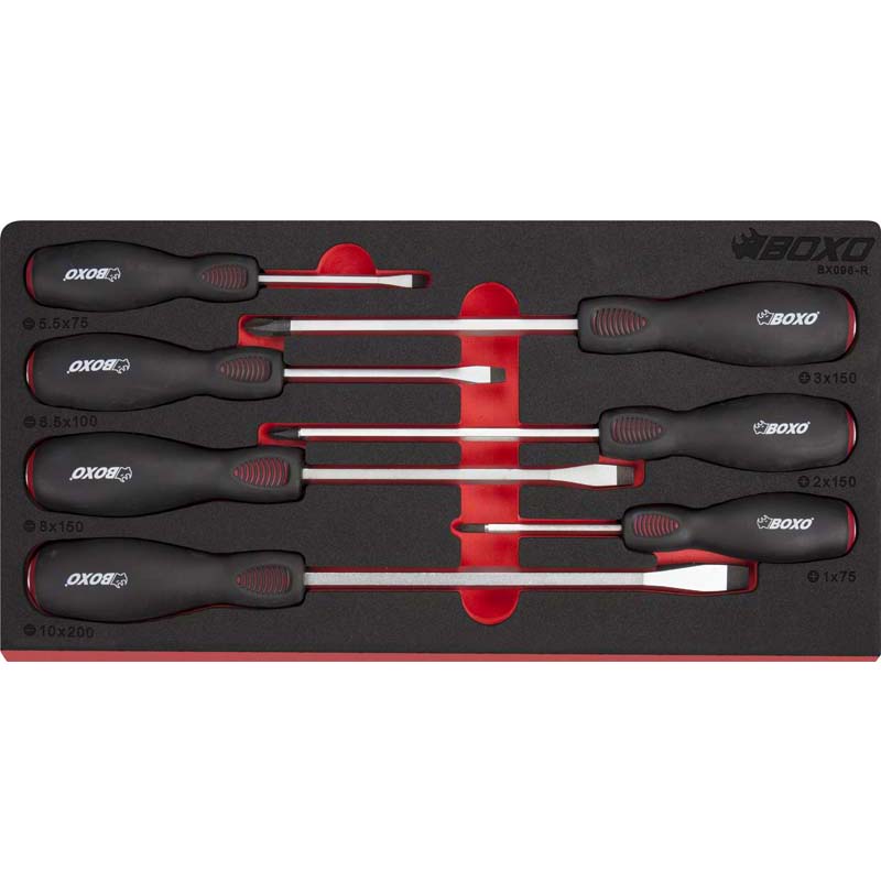 Boxo BX096-R Pound Through Screwdriver Set In EVA Foam - 7 Piece