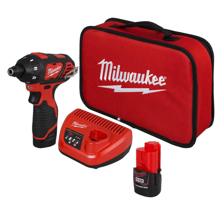 Milwaukee M12SET1D-152B 12v Sub Compact Screwdriver - 2x 1.5ah Li-Ion Batteries