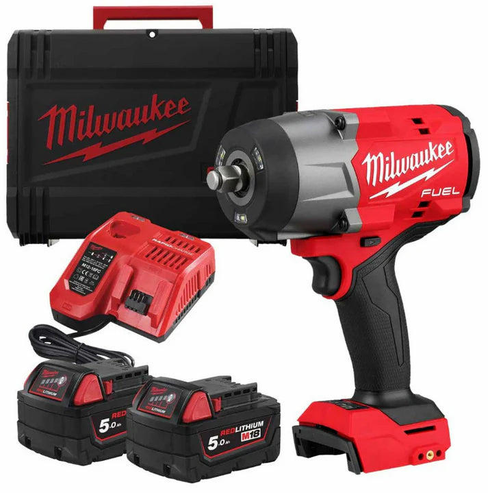 Milwaukee M18FHIW2F12-502X Fuel 1/2" New Generation High Torque Impact Wrench With Friction Ring Kit Black Friday Bundle