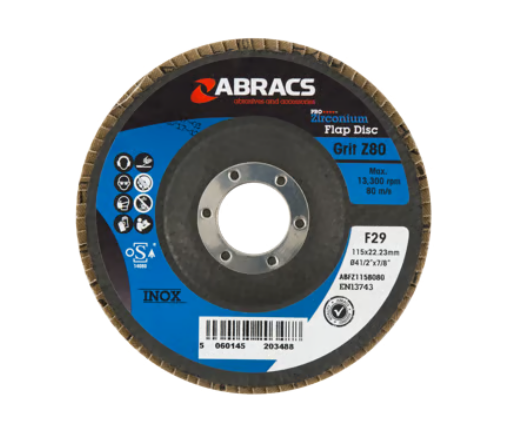 Abracs 115mm  Flap Disc For Steel & Stainless Steel (80 Grit)