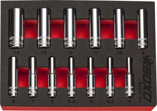 Boxo 6-Point 1/4" Deep Socket Set – EVA Foam