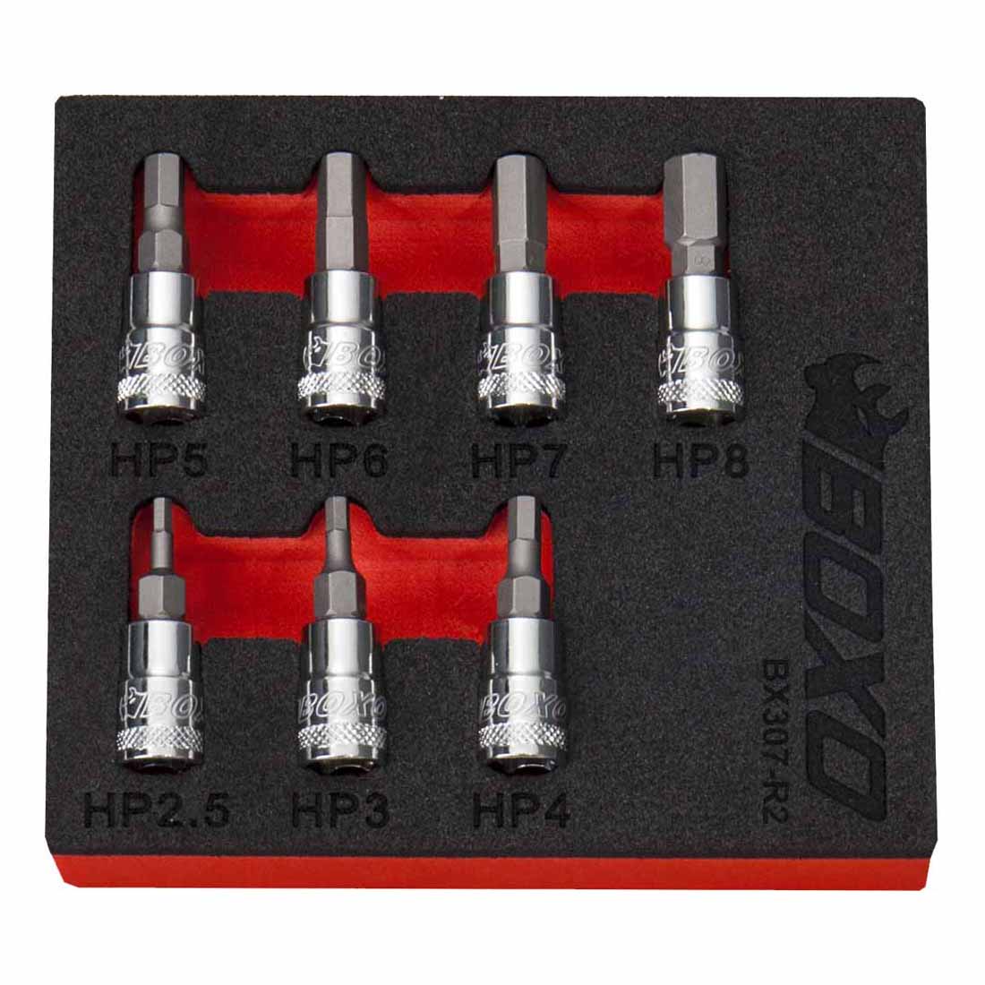 Boxo BX307-R2 1/4" Tamperproof Hex Bit Socket Set H2.5-H8 7pc