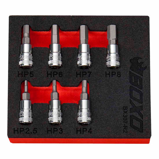 Boxo BX307-R2 1/4" Tamperproof Hex Bit Socket Set H2.5-H8 7pc