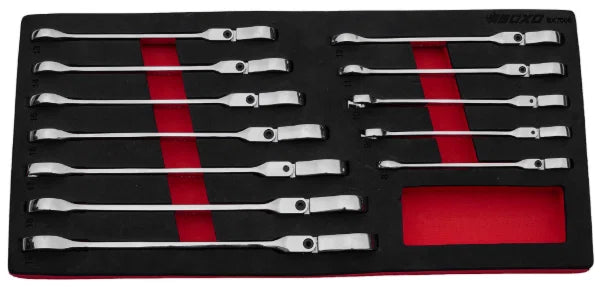 Boxo BX7006 12 Pc Flex Head Ratcheting Spanner Set