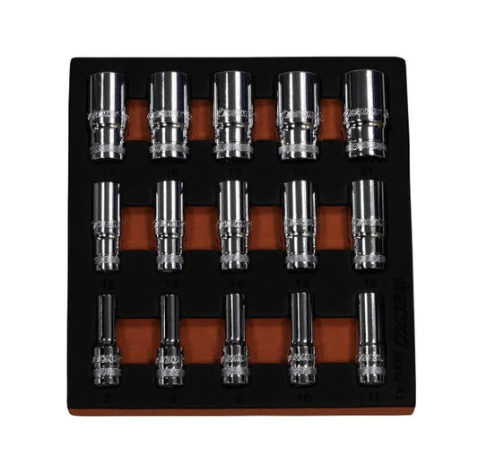 Boxo BX852-R2 3/8"Dr. 15pcs 12pt Semi Deep Socket Set