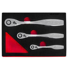 Boxo 3 Pc 120T Slim Head Ratchet Set Push Button Release