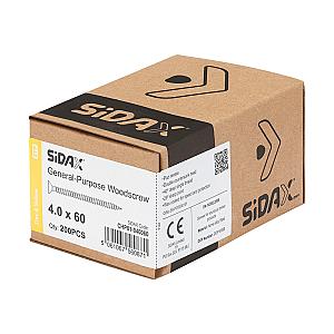 Sidax 4.0 x 60mm Countersunk Pozi Pz2, CHP01 General-Purpose Woodscrew