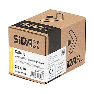 Sidax 5.0 x 80mm Countersunk Pozi Pz2, CHP01 General-Purpose Woodscrew