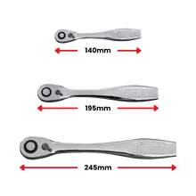 Boxo 3 Pc 120T Slim Head Ratchet Set Push Button Release