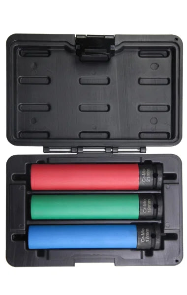 Powerhand SIN-170.0032 3 Pcs 1/2" Drive Extra Long Wheel Nut Socket Set
