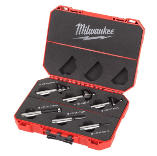 Milwaukee 6pc Router Bit Set - 1/2" Shank (12.7mm) - 4932493579