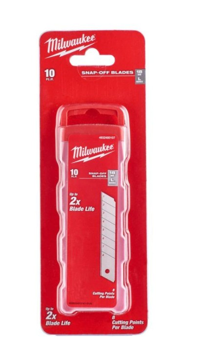 Milwaukee Snap Knife Replacement Blades 18mm - 10 Pack - 4932480107