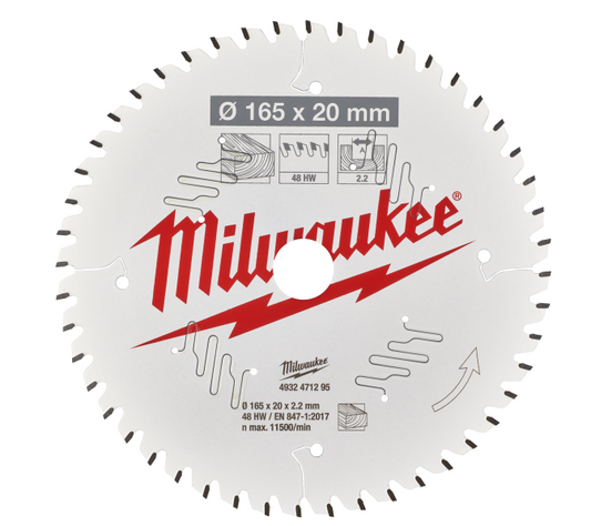 Milwaukee 4932471295 165mm x 20mm x 48T Circular Saw Blade