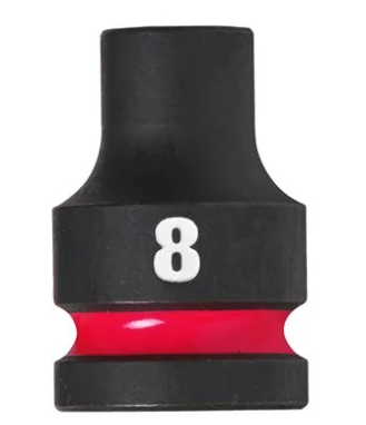 Milwaukee 8mm Shockwave Impact Duty 1/2" Drive Impact Socket Shallow