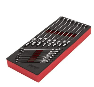 Milwaukee Max Bite Flex Head Ratcheting Spanner Set with Foam Insert