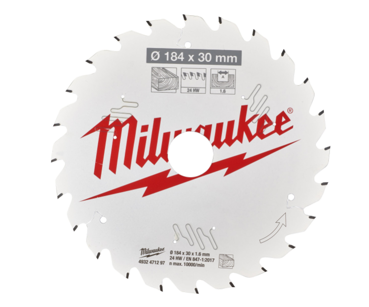 Milwaukee 4932471297 Circular Saw Blade 184mm x 30mm 1.6mm Kerf 24TPI - Wood