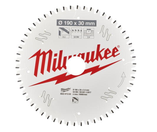 Milwaukee 4932471303 Circular Saw Blade 190mm x 30mm 2.4mm Kerf 54TPI - Wood
