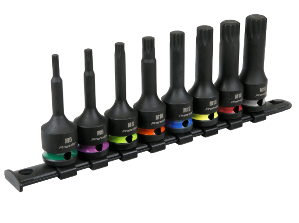 Sealey 
Premier Spline Impact Socket Bit Set 1/2"Sq Drive 8pc