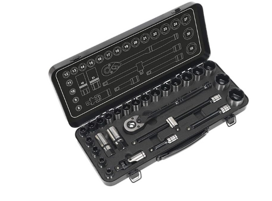 Sealey Socket Set 28pc 1/2"Sq Drive 6pt WallDrive� Metric