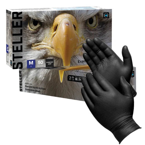 ORN Steller Black Heavy Duty Diamond Grip Gloves - Medium