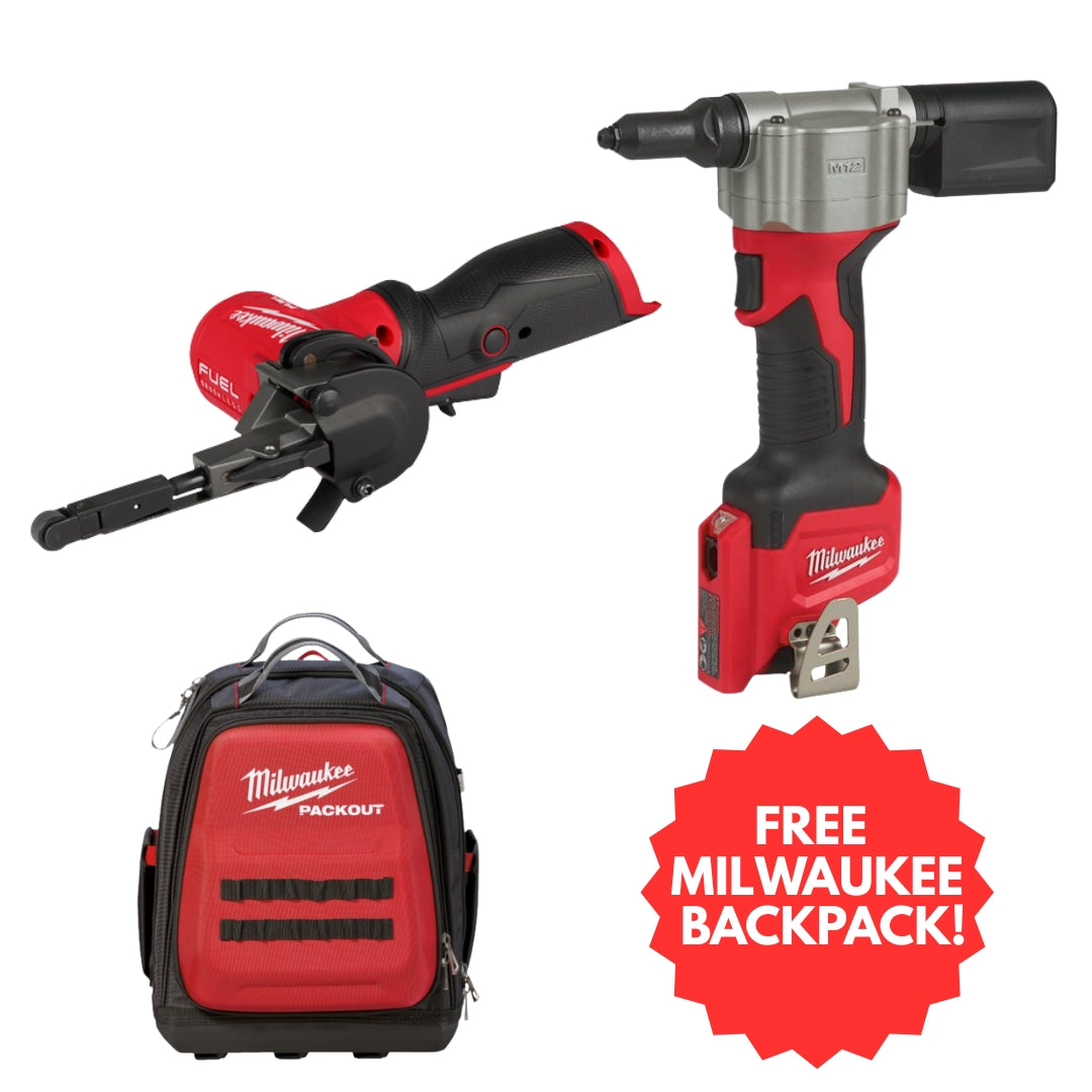 Milwaukee Band File & Rivet Tool Bundle with FREE Milwaukee Backpack