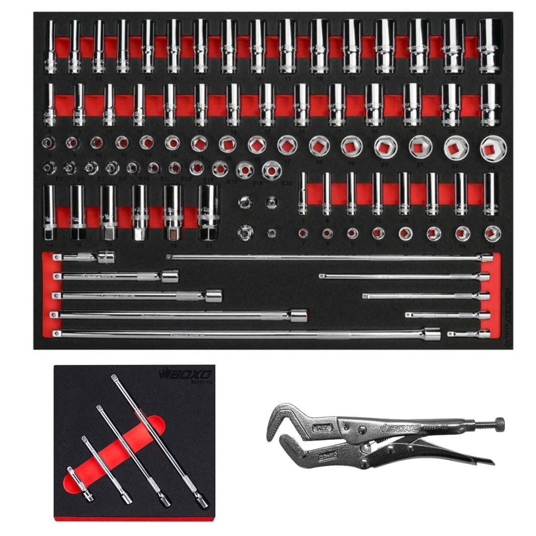 Boxo BX783-R2 1/4" Drive & 3/8" Drive Socket Set - 93 Piece Black Friday Bundle