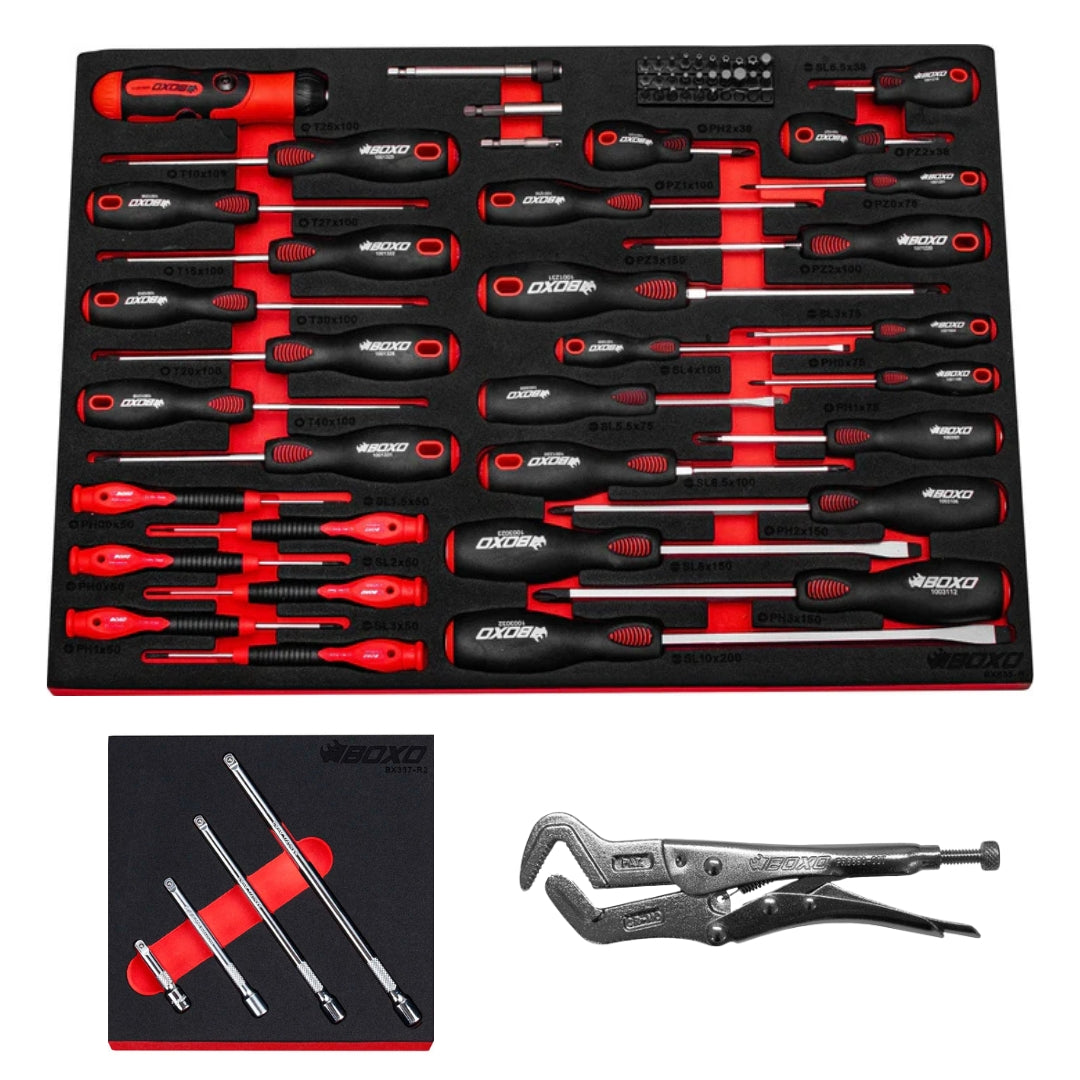 Boxo BX635-R Master Screwdriver Set In EVA Foam - 65 Piece Black Friday Bundle