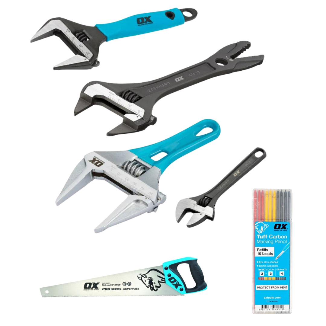 Ox Tools OX-P552604 Pro Adjustable Wrench Pack - 4 Pack Black Friday Bundle