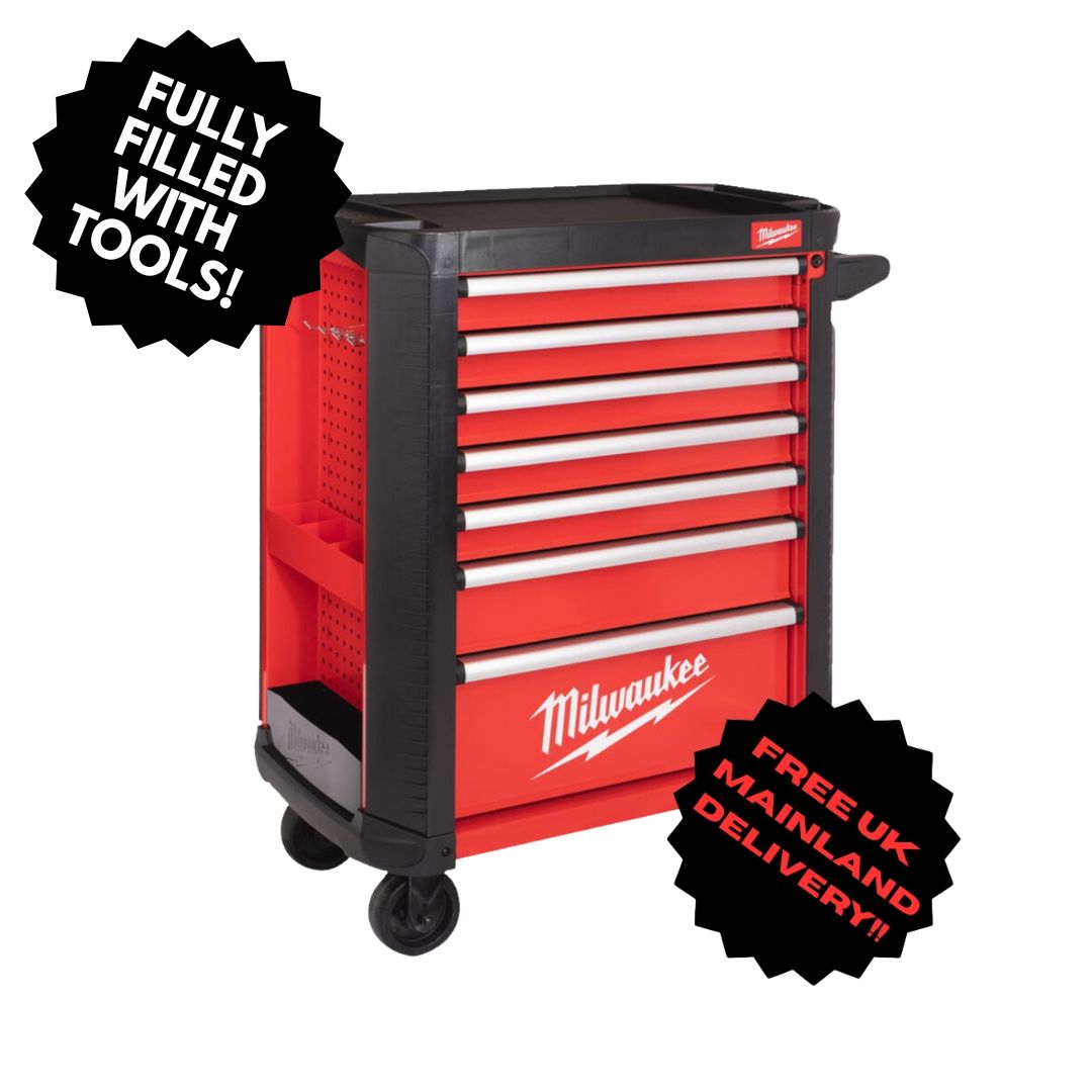 Milwaukee Filled TOOLGUARD™ 30″ / 78 cm 7-Drawer Steel Storage Rolling Cabinet - FREE UK MAINLAND DELIVERY