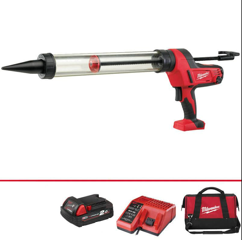 Milwaukee C18PCG/600T-201B M18 Caulk Gun With 600ml Tube - Kit