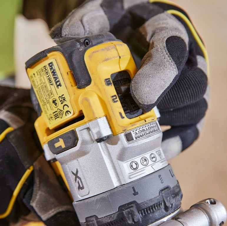 Dewalt DCD1007H2T-GB 18v XR Brushless Combi Drill With 2x 5.0Ah Powerstack Batteries, Charger & Case