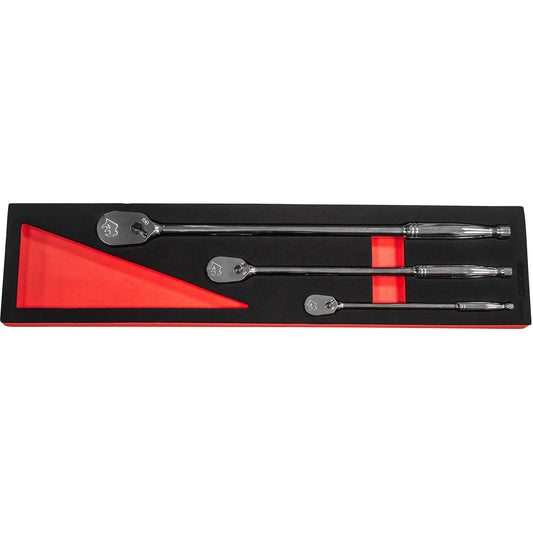 BOXO 3Pc 1/4", 3/8" & 1/2" 90T Long Reach Ratchet Set - BX850-R2
