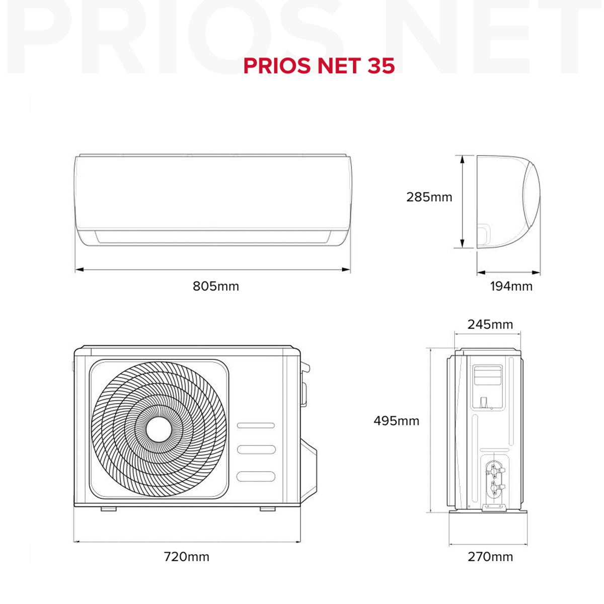 Ariston Prios Net 35 Wi-Fi Air Conditioner — 12000 BTU 3.5kW Heating & Cooling Split System A++/A+ 🔴 Pre-order Product