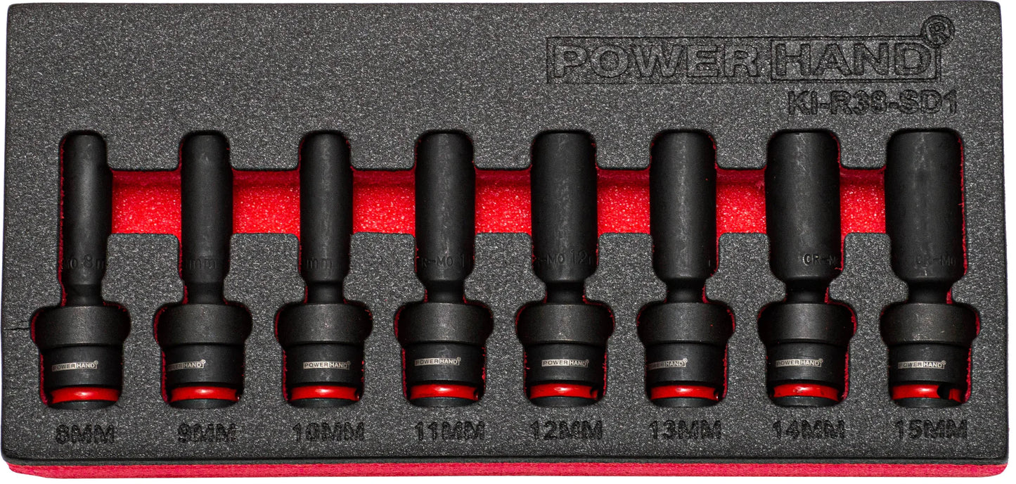 POWERHAND 8Pc 3/8" Deep Swivel Impact Socket Set (8-15mm