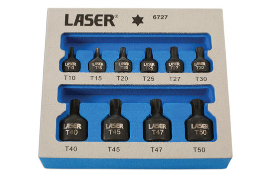 Laser 6727 Low Profile Impact Star Socket Bit Set 1/4"D, 3/8"D 10pc