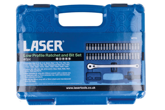 Laser 8770 Low Profile Ratchet & Bit Set - 40 Piece
