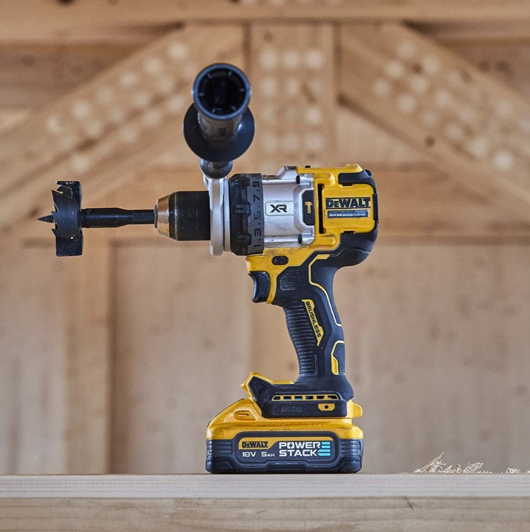 Dewalt DCD1007H2T-GB 18v XR Brushless Combi Drill With 2x 5.0Ah Powerstack Batteries, Charger & Case