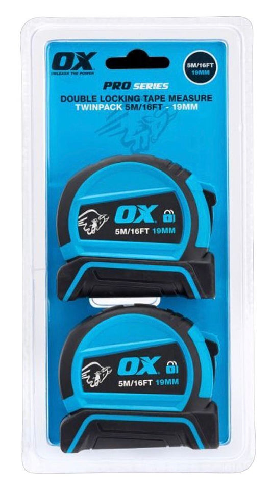 Ox Tools OX-P505455 Pro Double Locking Tape Measure Twin Pack - 5m