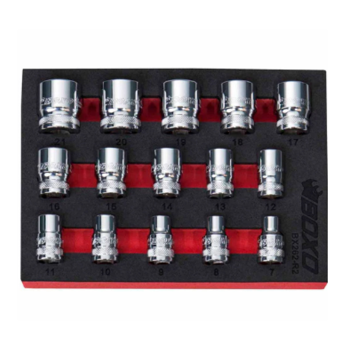 Boxo BX262-R2 3/8" Drive 12-Point Socket Set 7-21mm 15pc