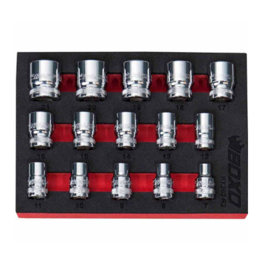 Boxo BX262-R2 3/8" Drive 12-Point Socket Set 7-21mm 15pc