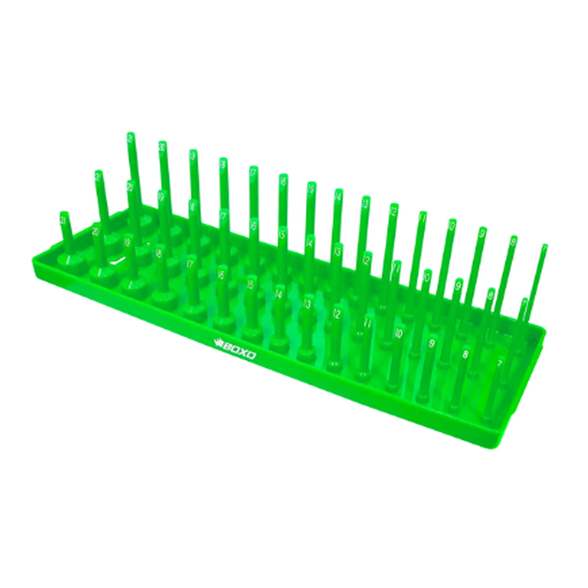 Boxo B-38VERT3-G 3/8" 3-Tier Vertical Socket Tray Green — Holds 45 Sockets