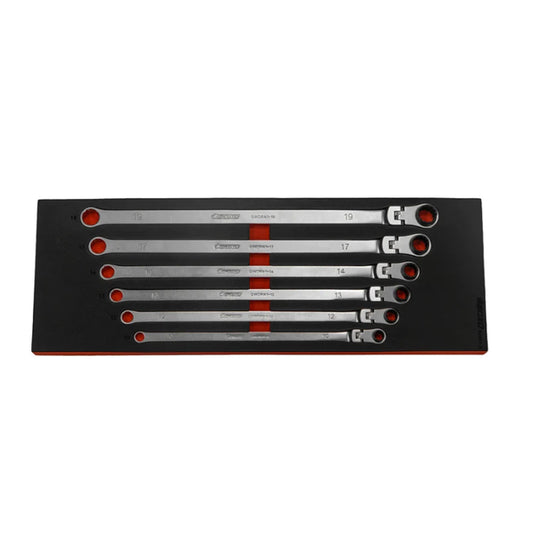 Boxo BX863-R Double Offset Extra Long Flex-Head Reversible Spanner Set 10-19mm 6pc