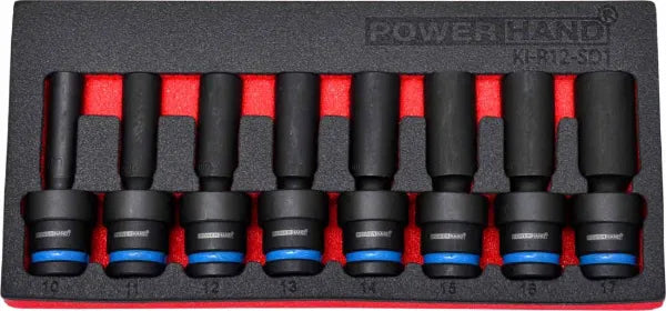 POWERHAND 8pc 1-2" Deep Swivel Impact Socket Set (10-17mm)